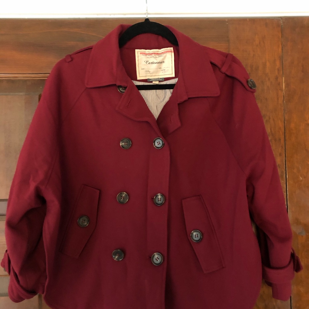 Anthropologie Red Pea Coat